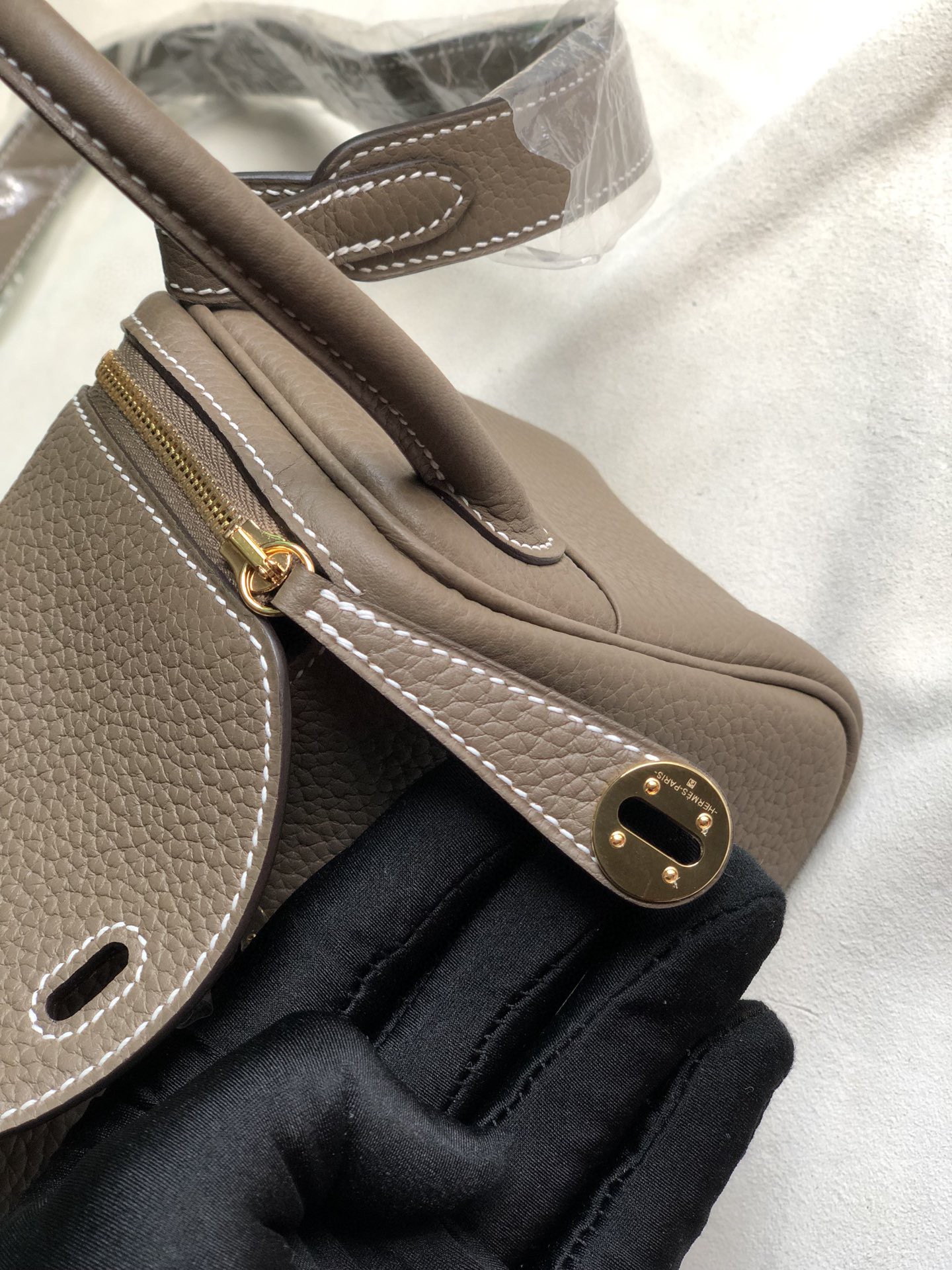 Hermès（爱马仕）Mini lindy tc皮 ck18 大象灰 etoupe 金扣 20cm 顶级手缝 现货