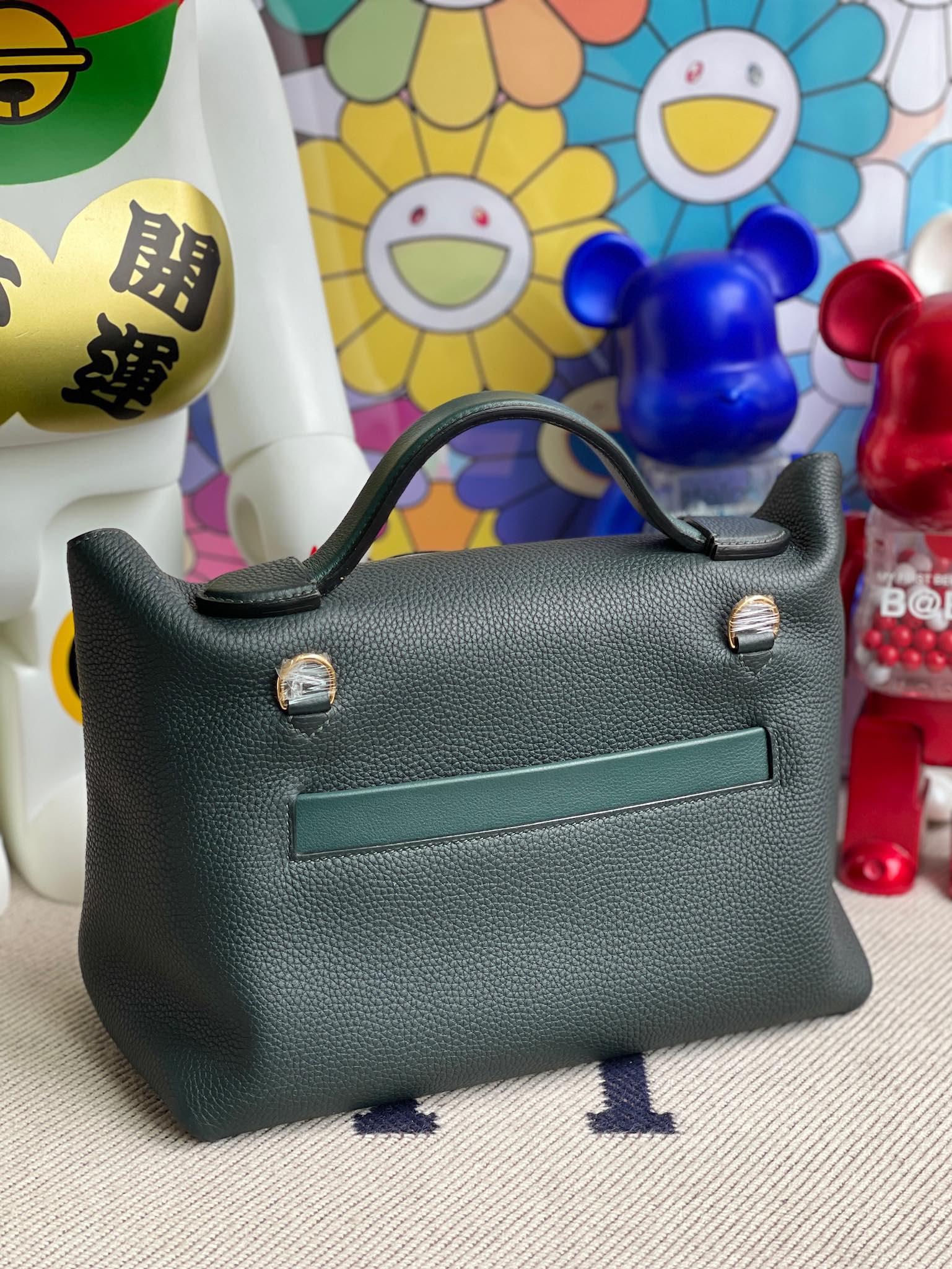 Hermès（爱马仕）Touch 系列 2424 原版小牛皮 拼 鳄鱼皮 柏树绿 金扣 29cm 顶级手缝