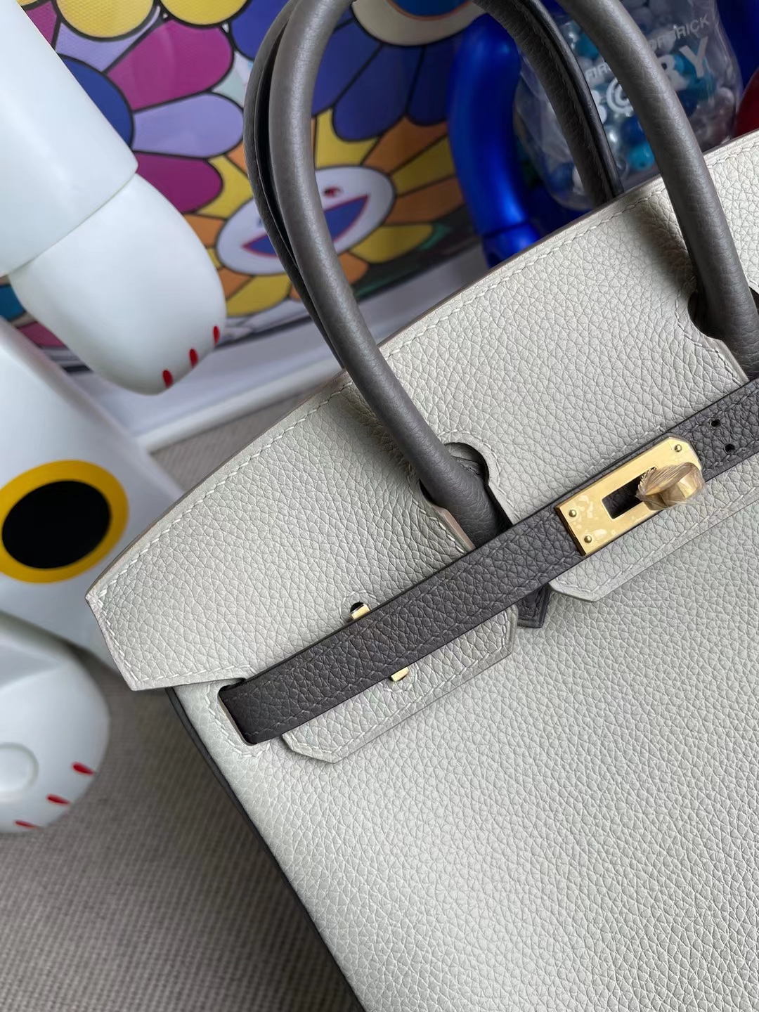 Hermès（爱马仕）Birkin 铂金包 togo ck80 珍珠灰 拼 m8 沥青灰 磨砂金扣 25cm