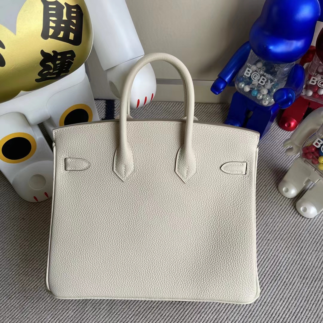 Hermès（爱马仕）Birkin 铂金包 togo ck10 奶昔白 银扣 25cm 顶级工艺 全手工缝制