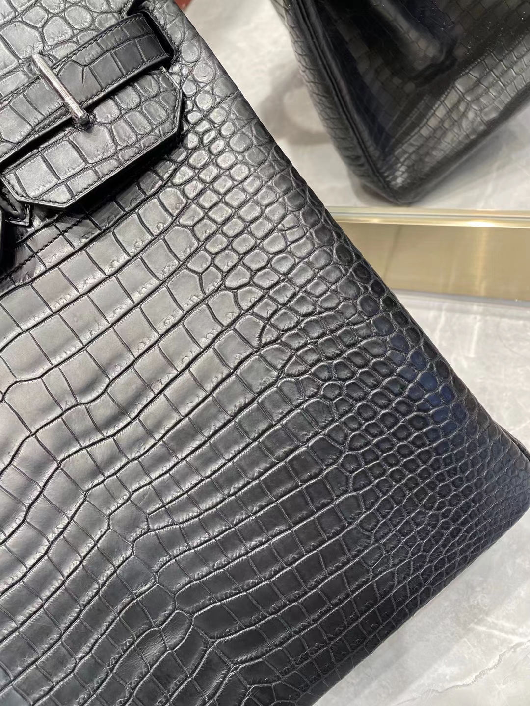 Hermès（爱马仕）Hac 40cm 雾面湾鳄鳄鱼 Ck89 黑色 银扣 顶级工艺 全手工缝制 Matte Porosus Crocodile