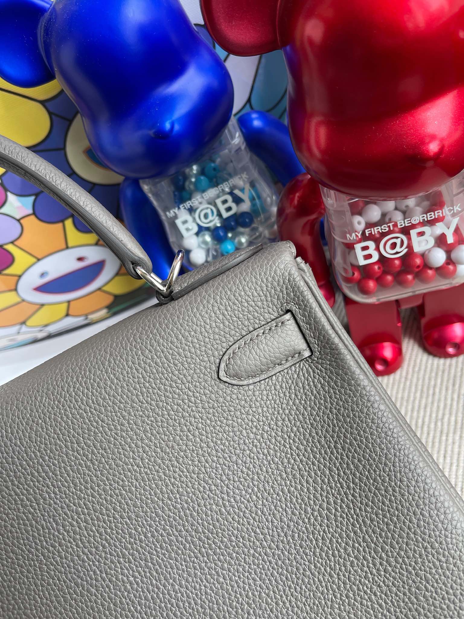Hermès（爱马仕）Kelly 凯莉包 原厂小牛皮 togo 8F 锡器灰 etain 银扣 28cm 顶级手缝