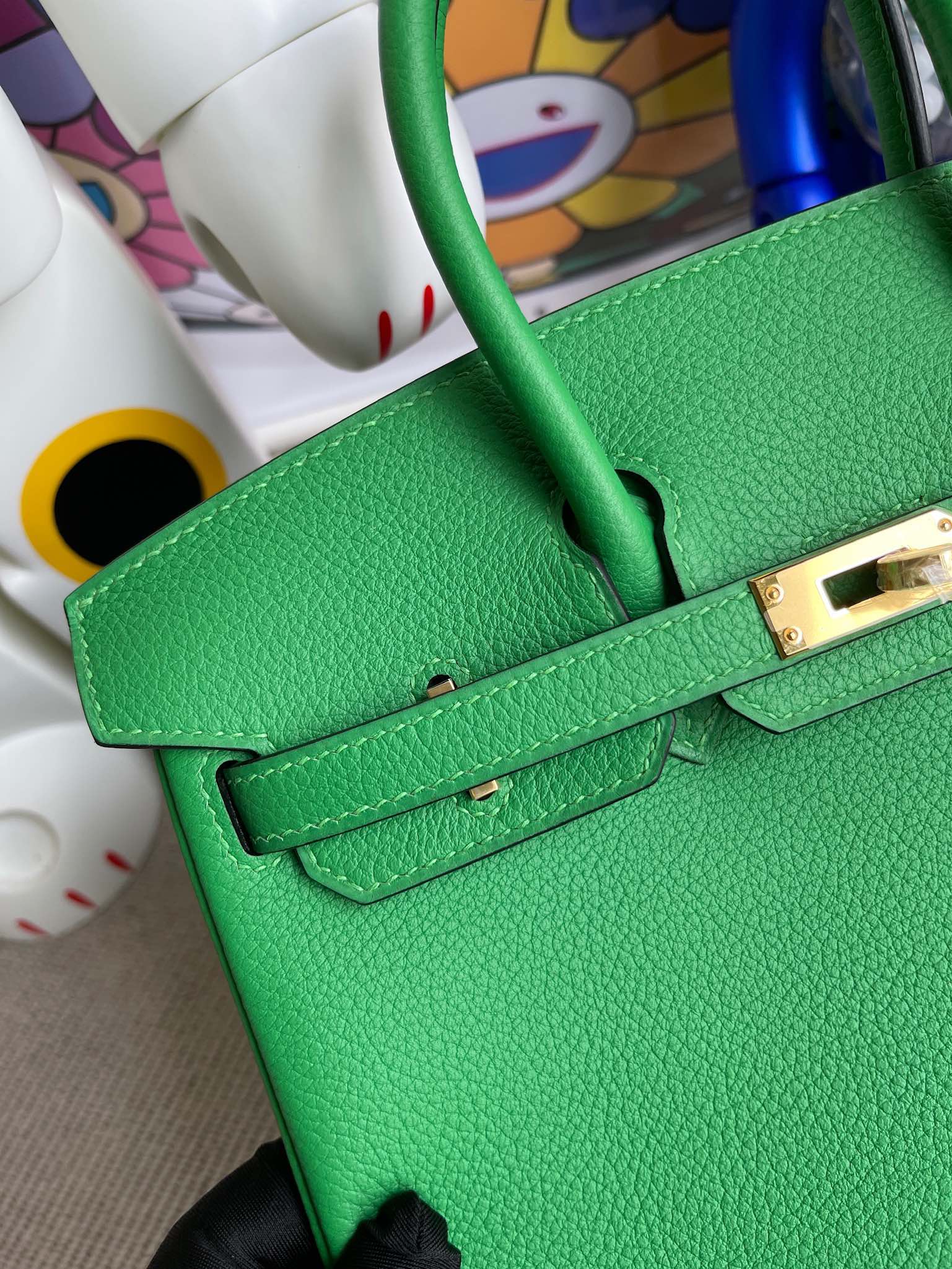 Hermès（爱马仕）Birkin 铂金包 原厂小牛皮 togo 1K 竹子绿 Bamboo 金扣 25cm 顶级手缝