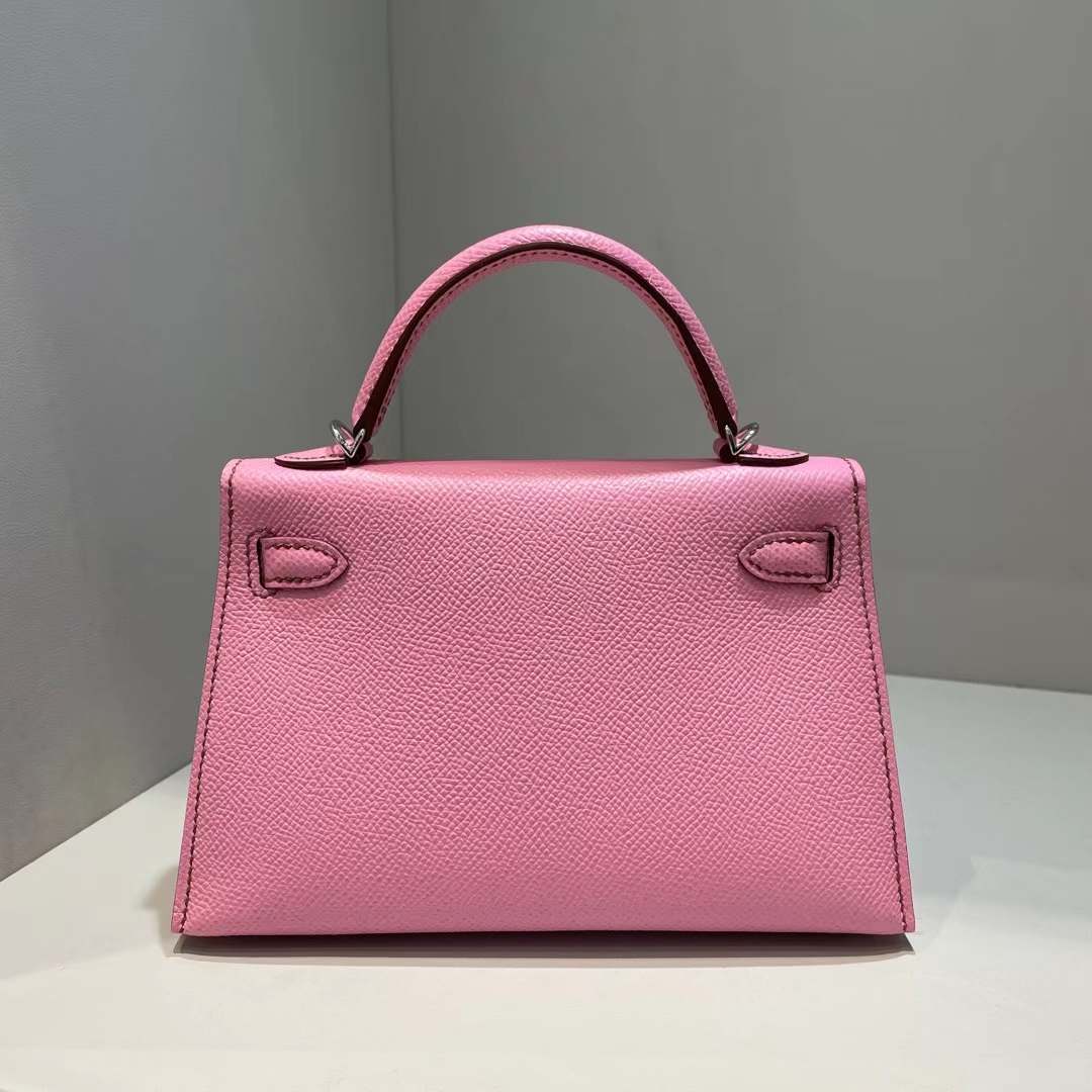 Hermès(爱马仕)Kelly Mini Ⅱ 迷你凯莉 Epsom 5P 樱花粉 银扣 19cm-拉尔森鳄鱼皮具定制 - 爱马仕包包官网 Hermès(爱马仕)Kelly Mini Ⅱ 迷你凯莉 Epsom 5P 樱花粉 银扣 19cm