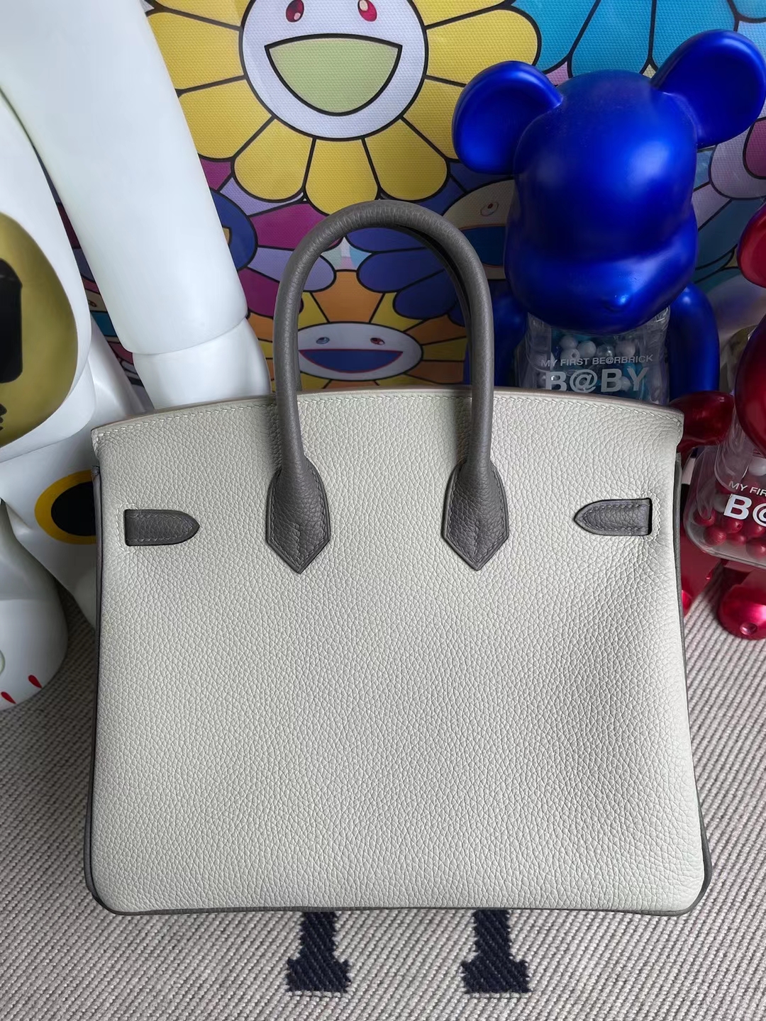 Hermès（爱马仕）Birkin 铂金包 togo ck80 珍珠灰 拼 m8 沥青灰 磨砂金扣 25cm
