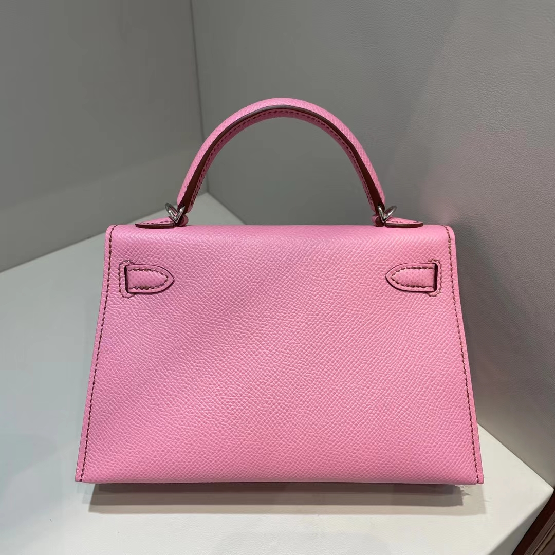 Hermès（爱马仕）Kelly Mini Ⅱ 迷你凯莉 Epsom 5P 樱花粉 银扣 19cm