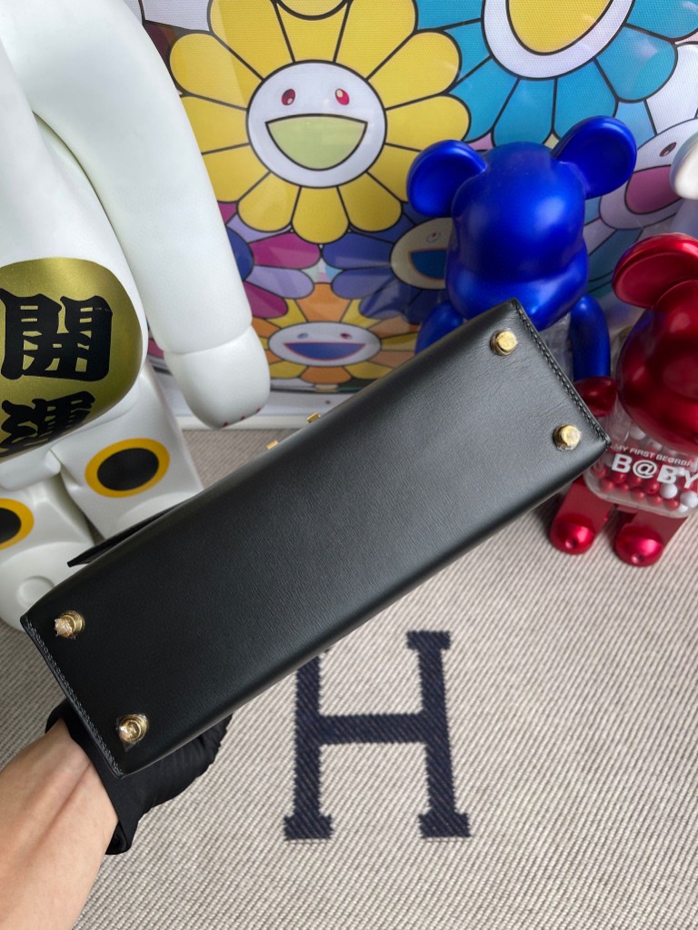 Hermès（爱马仕）Verrou 机枪包 Box calf ck89 黑色 Noir 金扣 21cm 顶级手缝 定制