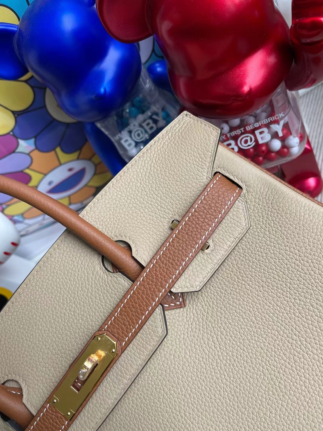 Hermès（爱马仕）Birkin 铂金包 Hss Togo S2 风衣灰 拼 Ck37 金棕色 金扣 定制 30cm