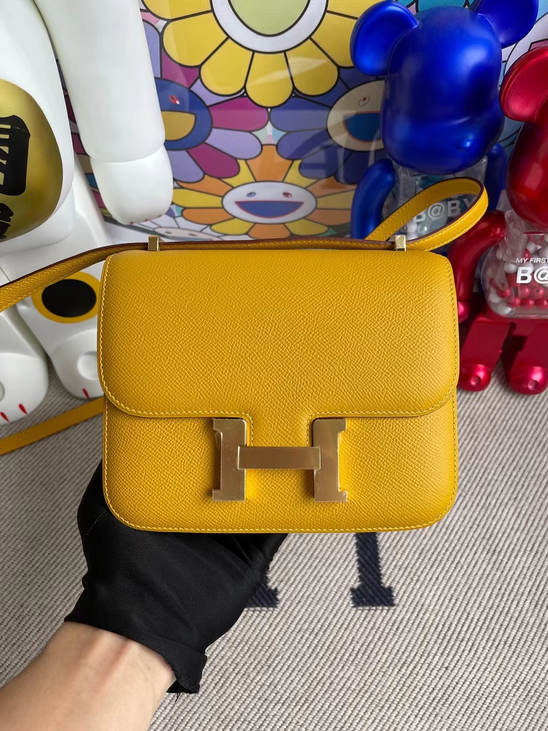 Hermès（爱马仕）Constance 康斯坦斯 Epsom 9D 琥珀黄 金扣 19cm