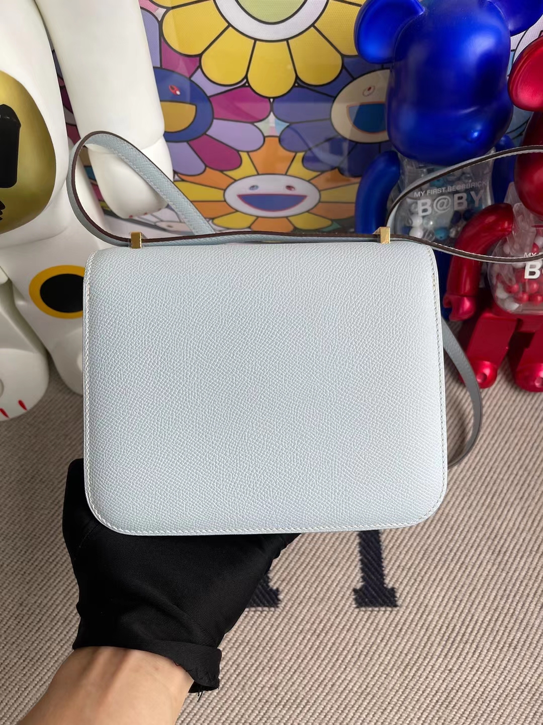 Hermès（爱马仕）Constance 康斯坦斯 Epsom 冰川蓝 金扣 19cm