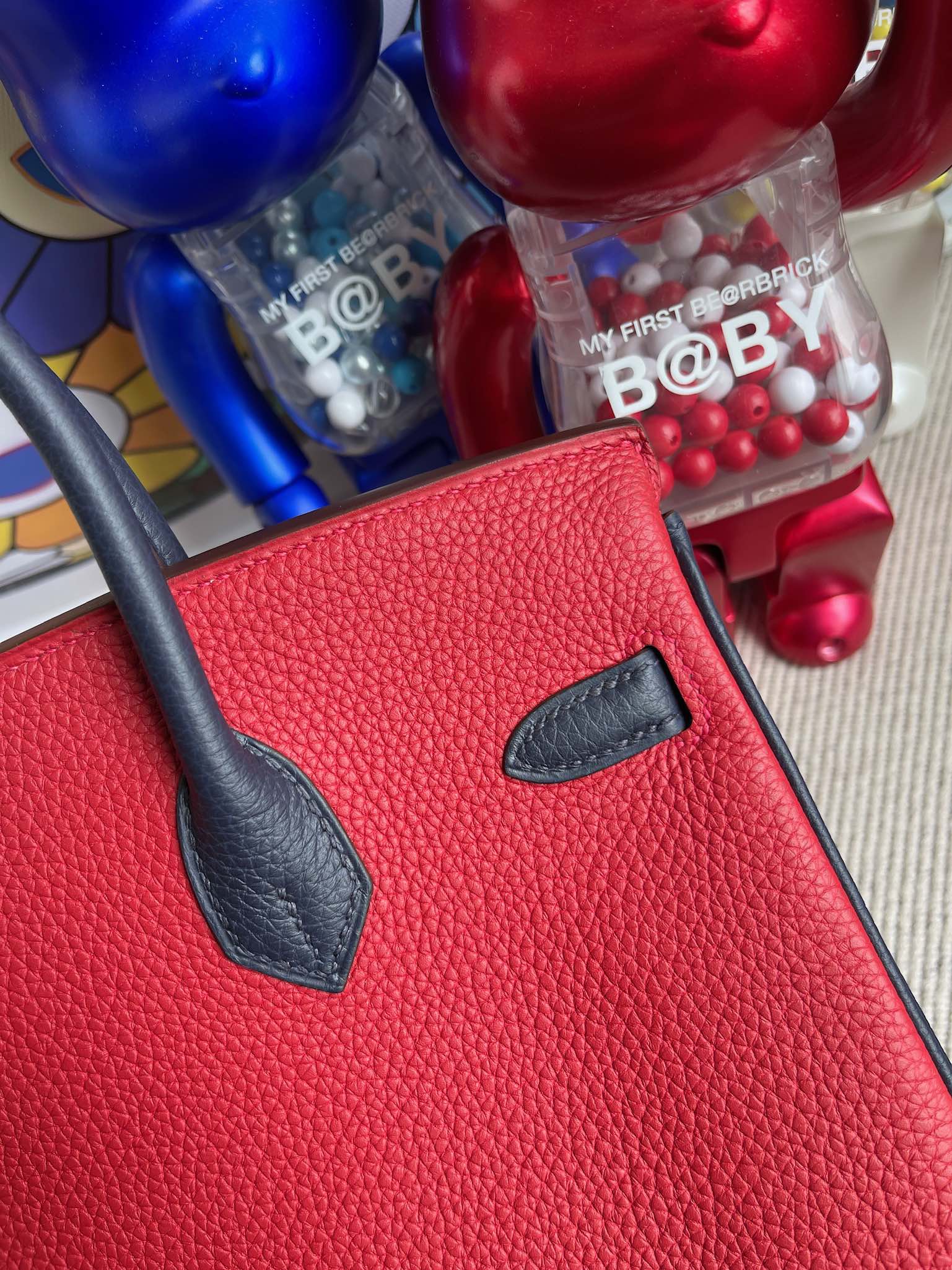 Hermès(爱马仕)Birkin 铂金包 原厂小牛皮Togo Q5 国旗红 拼 午夜蓝 金扣 马蹄银 25cm 顶级手缝-拉尔森鳄鱼皮具定制 - 爱马仕包包官网 Hermès(爱马仕)Birkin 铂金包 原厂小牛皮Togo Q5 国旗红 拼 午夜蓝 金扣 马蹄银 25cm 顶级手缝