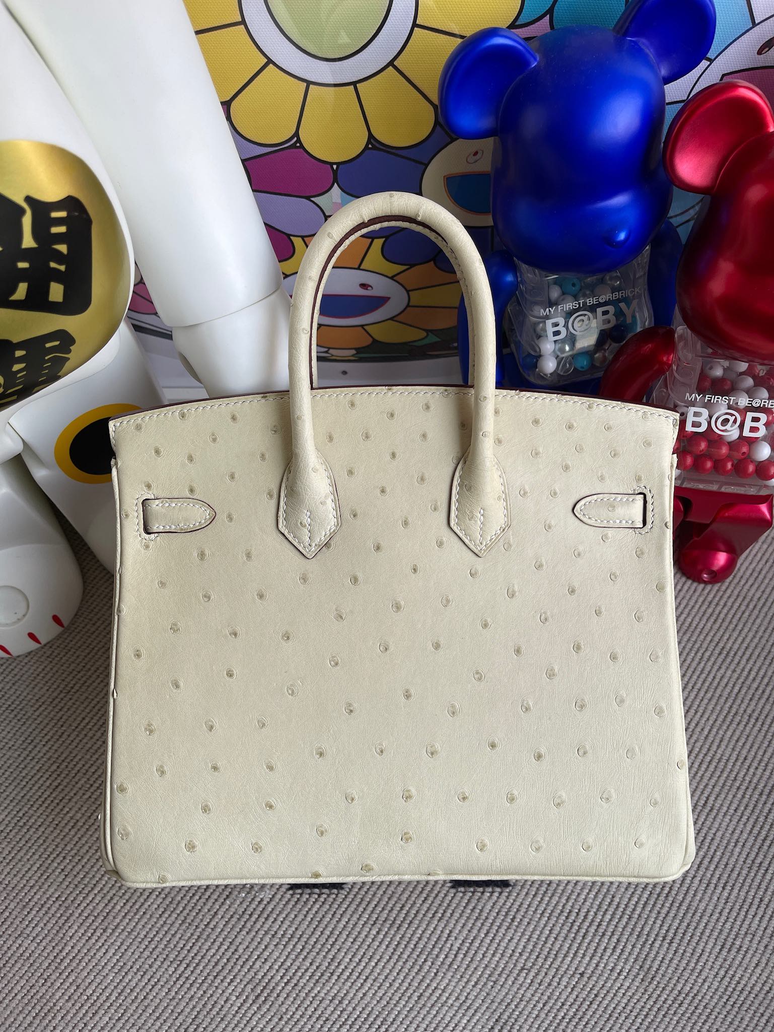 Hermès（爱马仕）Birkin 铂金包 Ostrich kk 鸵鸟 3C 羊毛白 金扣 25cm 顶级手缝 定制