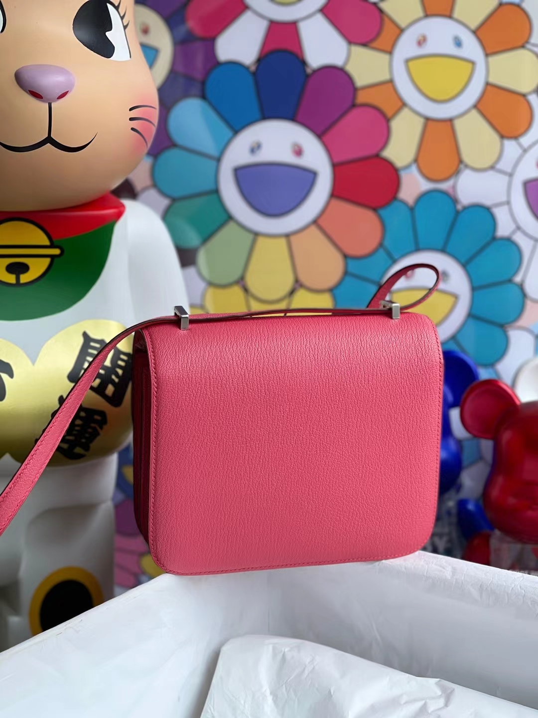 Hermès（爱马仕）Constance 空姐包 Chevre 山羊皮 U5 唇膏粉 银扣 19cm
