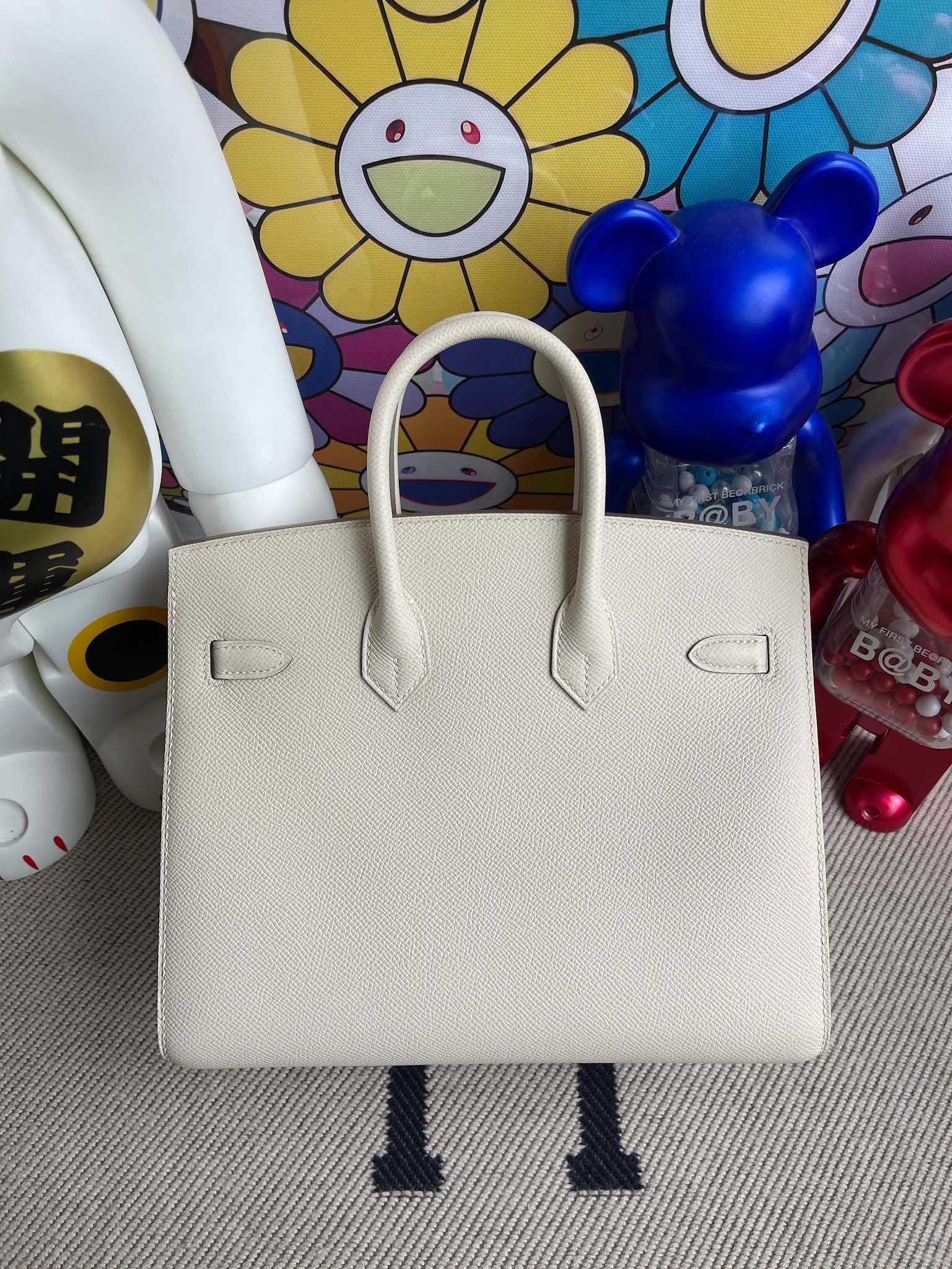 Hermès（爱马仕）Birkin 铂金包 Epsom 原厂掌纹皮 10 奶昔白 Craie 金扣 25cm 顶级手缝 定制