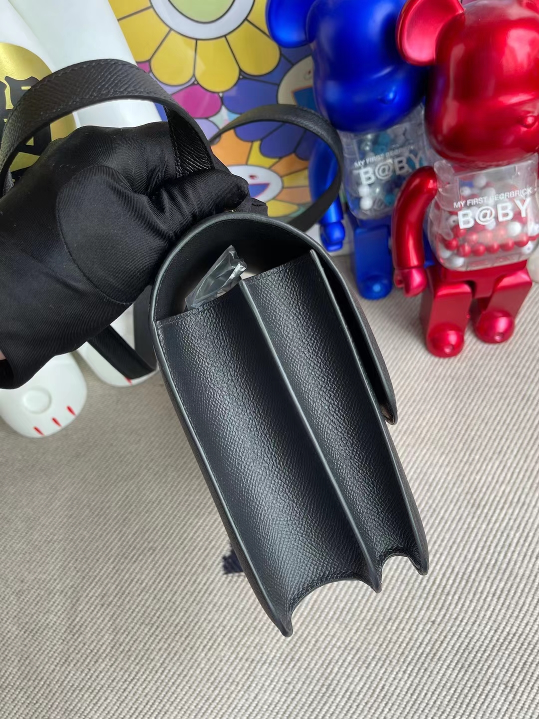Hermès（爱马仕）Constance 空姐包 Epsom Ck89 黑色 玫瑰金扣 24cm