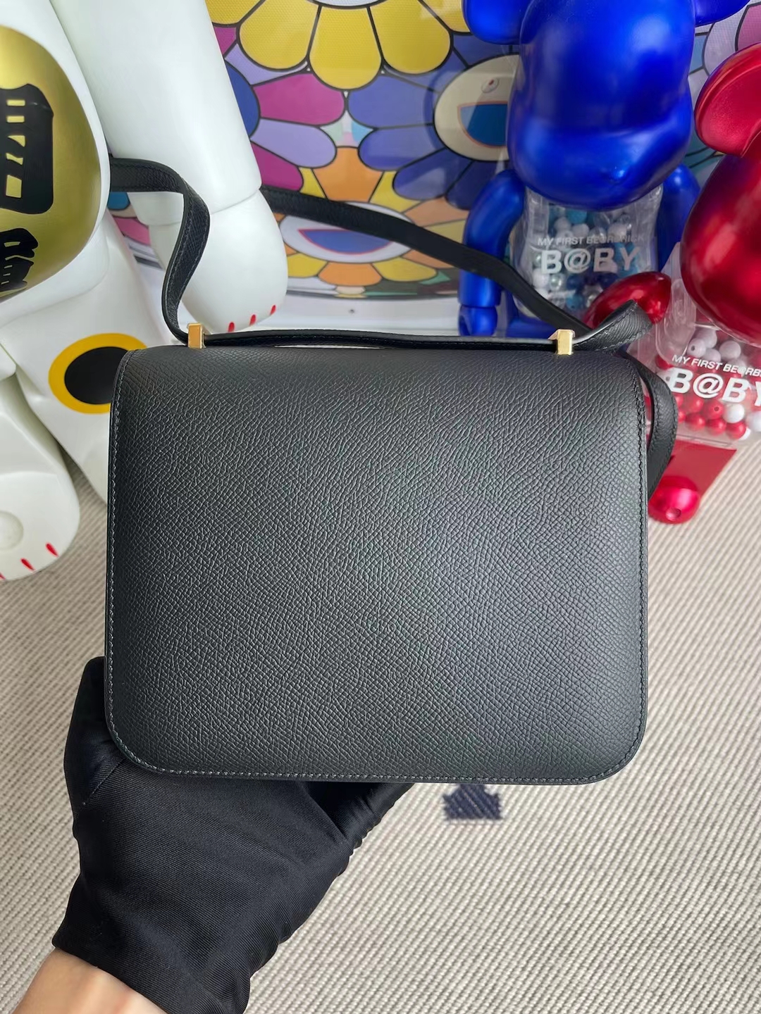 Hermès（爱马仕）Constance 空姐包 Epsom ck89 黑色 金扣 19cm