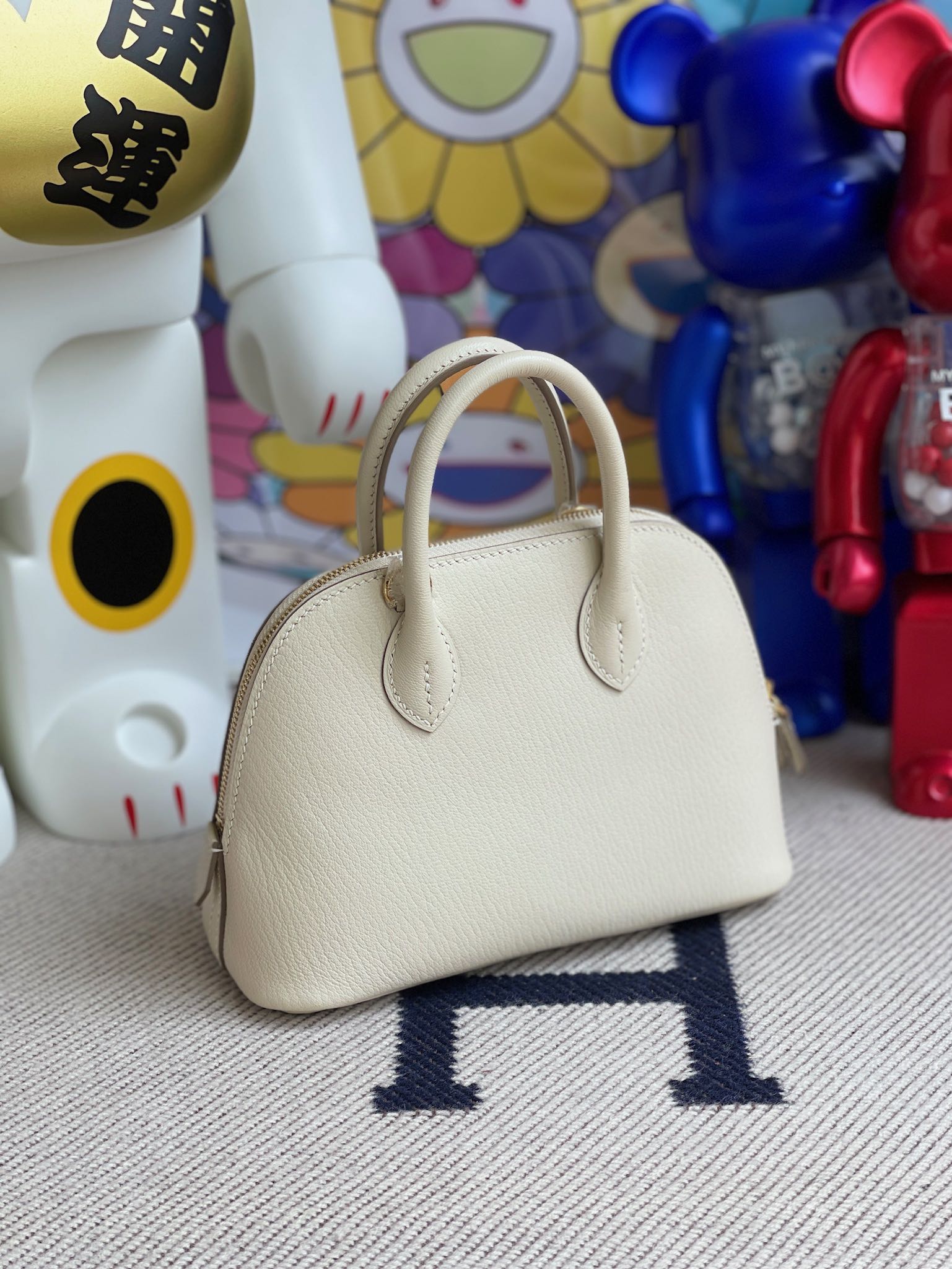 Hermès（爱马仕）Mini bolide Chevre 山羊皮 ck10 奶昔白 金扣 顶级手缝 定制