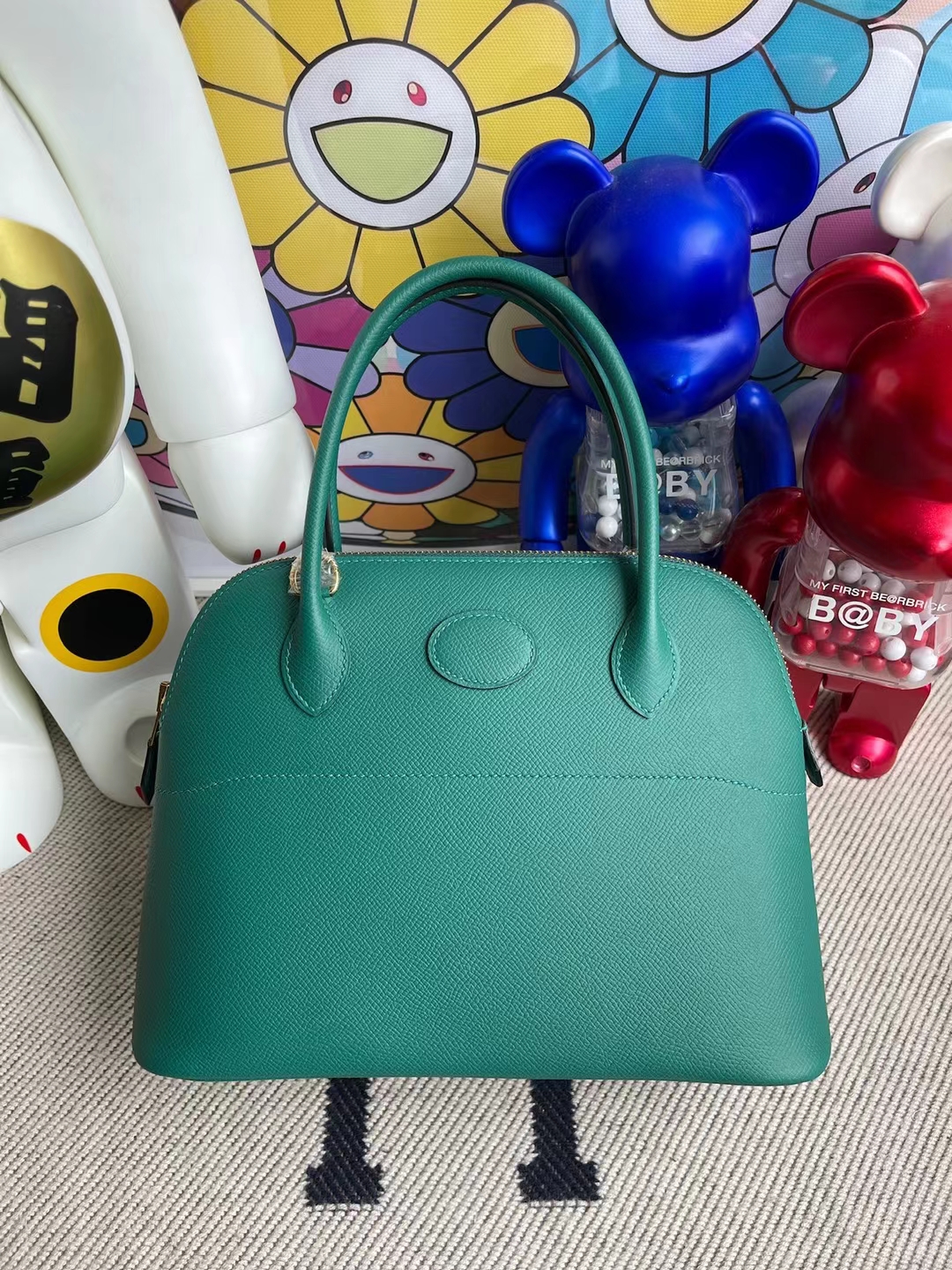 Hermès（爱马仕）Bolide 保龄球包 Epsom Z6 孔雀绿 Malachite 金扣 27cm 顶级工艺 全手工缝制