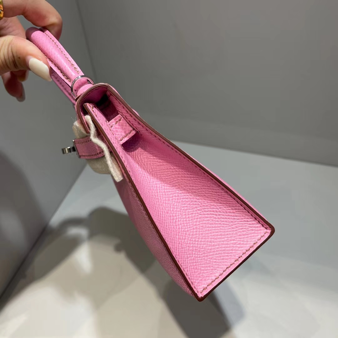 Hermès（爱马仕）Kelly Mini Ⅱ 迷你凯莉 Epsom 5P 樱花粉 银扣 19cm