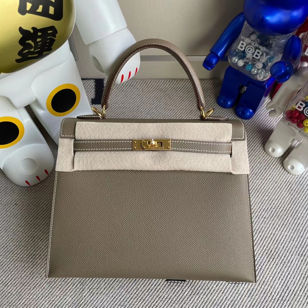 Hermès（爱马仕）Kelly 凯莉包 Epsom ck18 大象灰 金扣 25cm