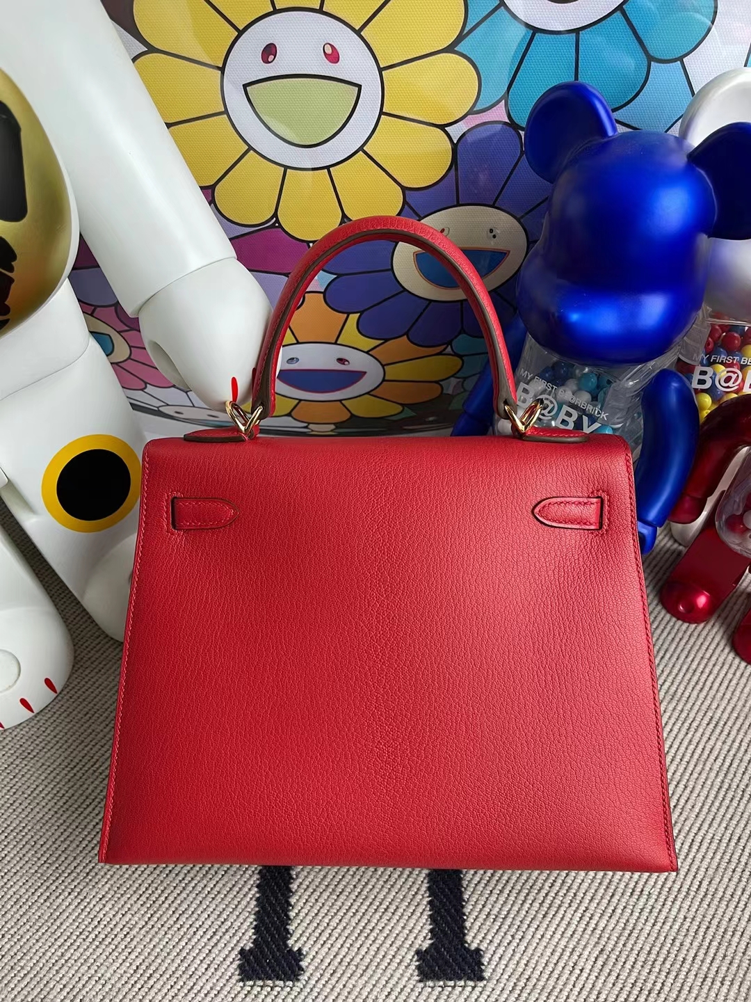 Hermès（爱马仕）Kelly 凯莉包 Chevre Q5 国旗红 Rouge Cassque 金扣 25cm