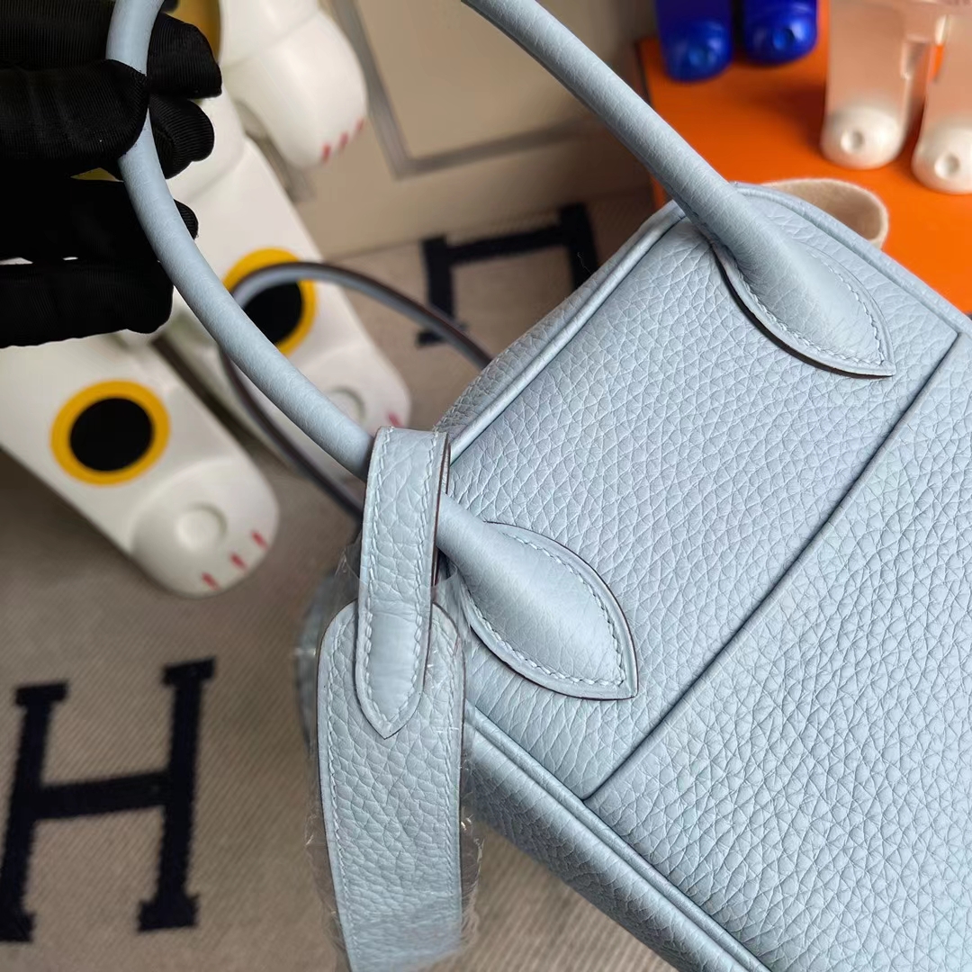 Hermès（爱马仕）Lindy 琳迪包 Clemence 婴儿蓝 顶级工艺 全手工缝制 金扣 26cm