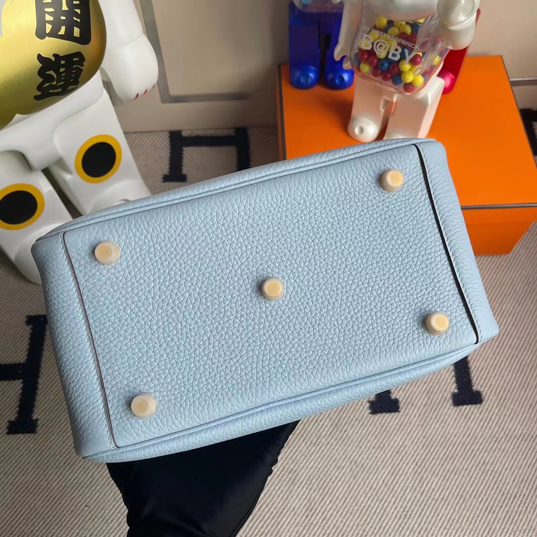 Hermès（爱马仕）Lindy 琳迪包 Clemence 婴儿蓝 顶级工艺 全手工缝制 金扣 26cm