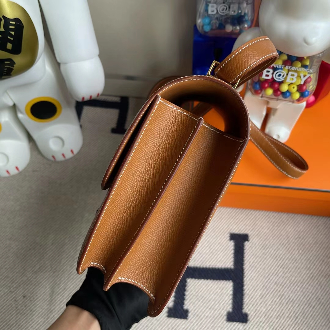 Hermès（爱马仕）Constance 康斯坦斯 epsom ck37 金棕色 金扣 24cm 顶级工艺 全手工缝制