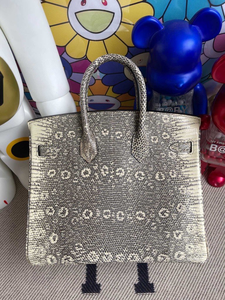 Hermès（爱马仕）Birkin 铂金包 Lizard 进口亮面蜥蜴 原色 小喜马拉雅色 金扣 25cm 顶级手缝