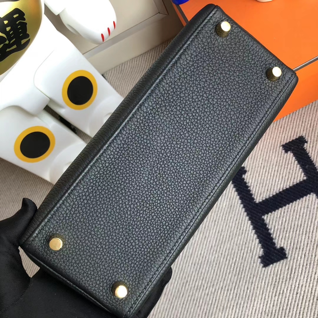 Hermès（爱马仕）Kelly 凯莉包 Togo ck89 黑色 金扣 25cm