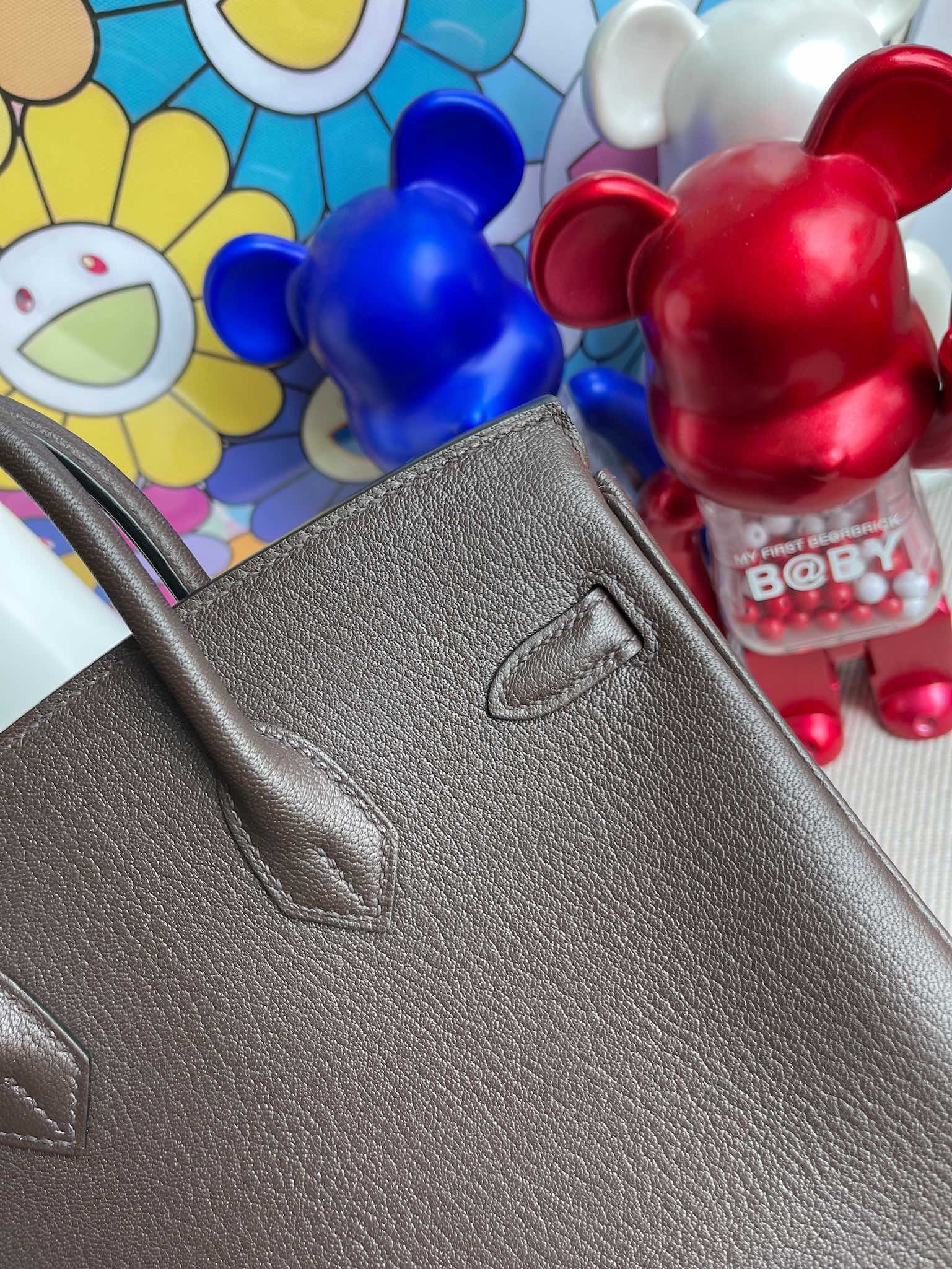 Hermès（爱马仕）Birkin 铂金包 原厂小牛皮 togo 乌木色内拼金棕 银扣 25cm 顶级手缝