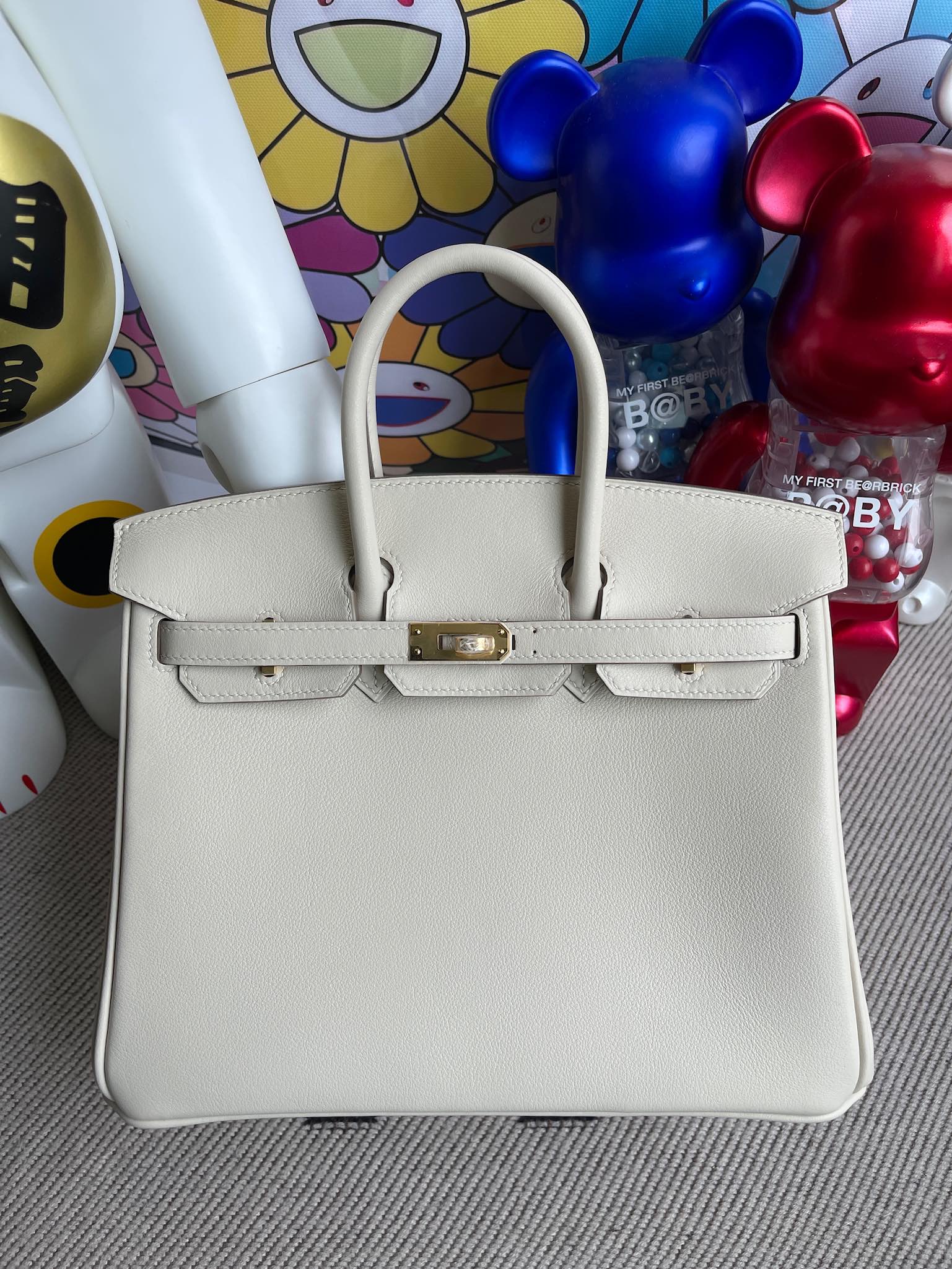 Hermès（爱马仕）Birkin 铂金包 Swift ck10 奶昔白 Craie 金扣 25cm 顶级手缝