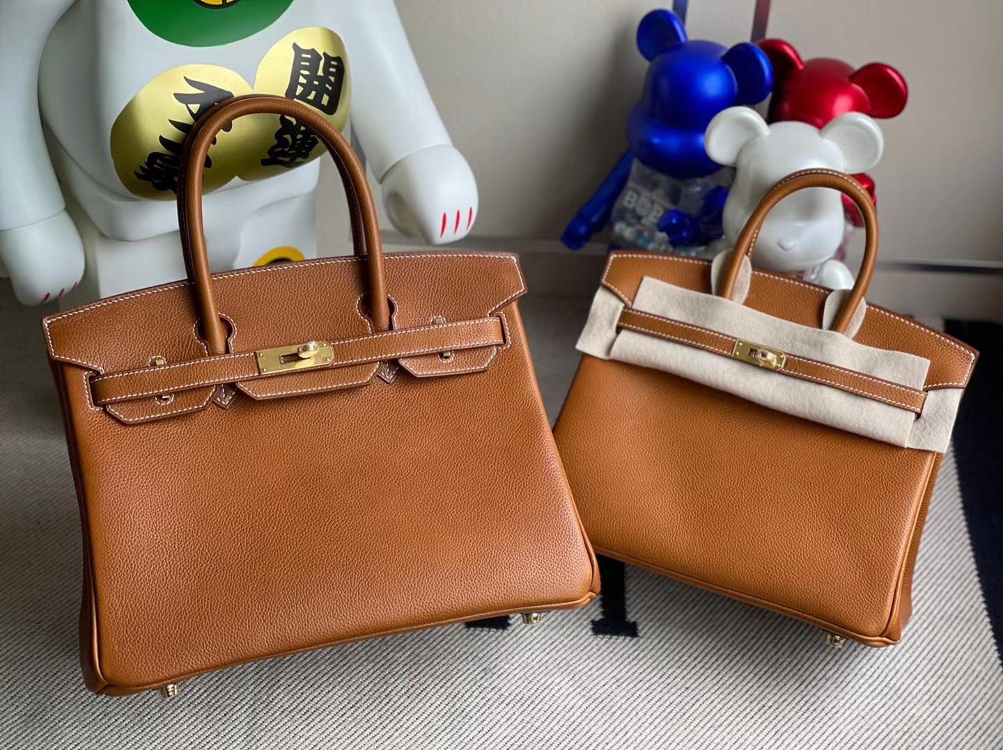 Hermès（爱马仕）Birkin 铂金包 颗粒马鞍皮 Ck37 金棕色 金扣 30cm