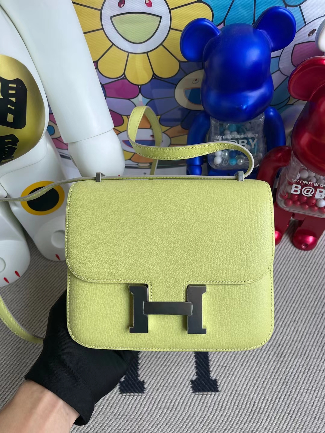 Hermès（爱马仕）Constance 空姐包 Chevre 进口山羊皮 R9 嫩芽黄 银扣 19cm
