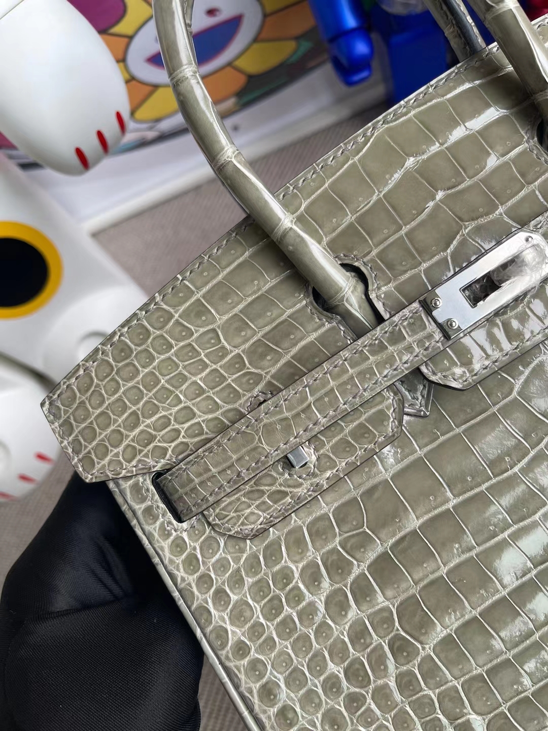 Hermès（爱马仕）Birkin 铂金包 亮面倒v澳洲湾鳄 Ck81 斑鸠灰 Griss 顶级工艺 银扣 25cm