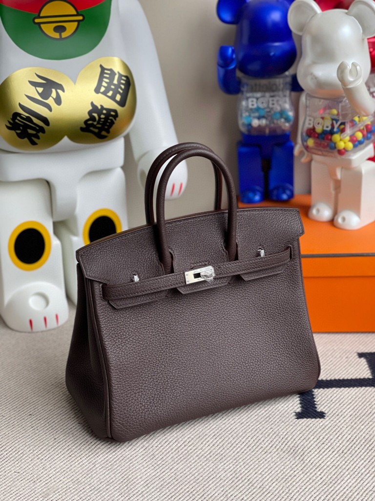 Hermès（爱马仕）Birkin 铂金包 原厂小牛皮 togo 乌木色 银扣 25cm 顶级手缝