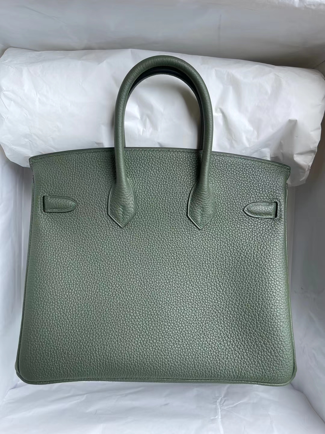 Hermès（爱马仕）Birkin 铂金包 顶级togo小牛皮 6H 橄榄绿 银扣 25cm