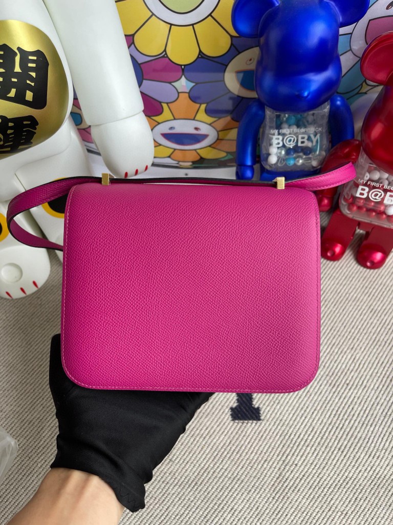 Hermès（爱马仕）Constance 空姐包 Epsom 原厂掌纹皮 L3 玫瑰紫 金扣 18cm 顶级手缝 定制