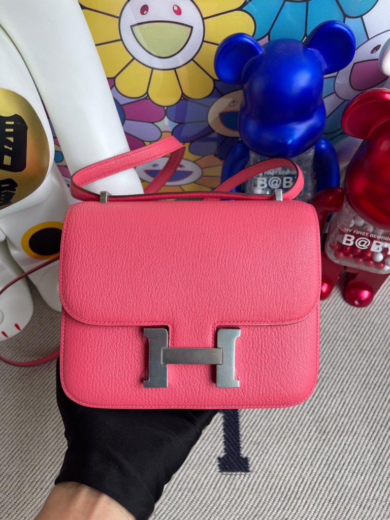 Hermès（爱马仕）Constance 康斯坦斯 山羊皮 Chevre 8w 唇膏粉 银扣 18cm 顶级手缝