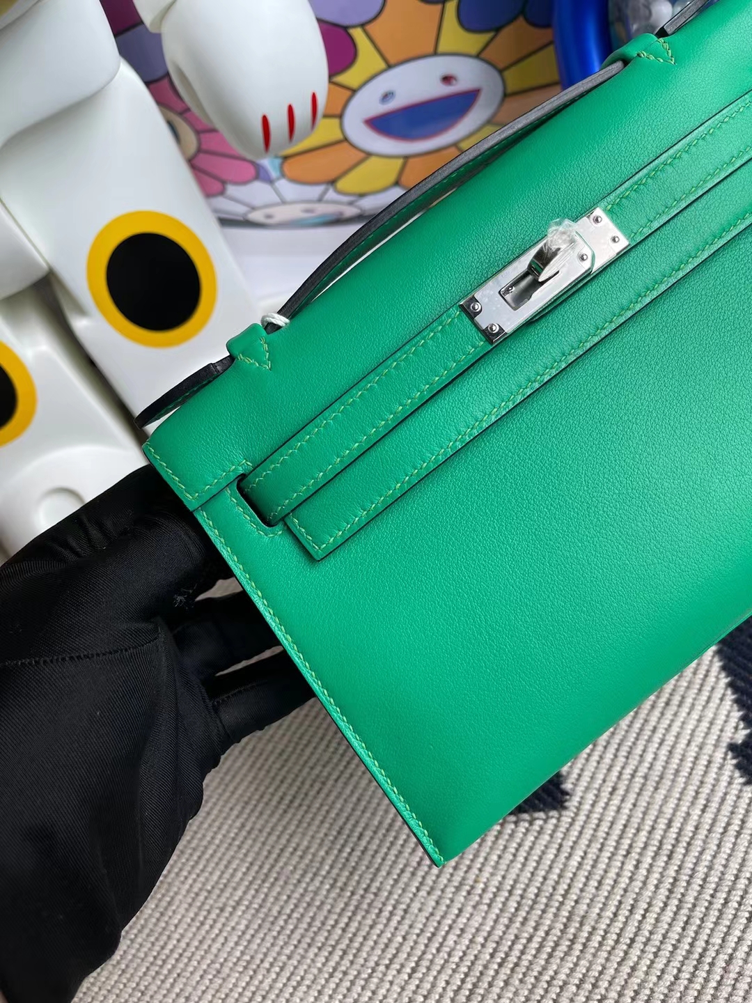 Hermès(爱马仕)MiniKelly Pochette Swift 6w 薄荷绿 银扣 22cm-拉尔森鳄鱼皮具定制 - 爱马仕包包官网 Hermès(爱马仕)MiniKelly Pochette Swift 6w 薄荷绿 银扣 22cm