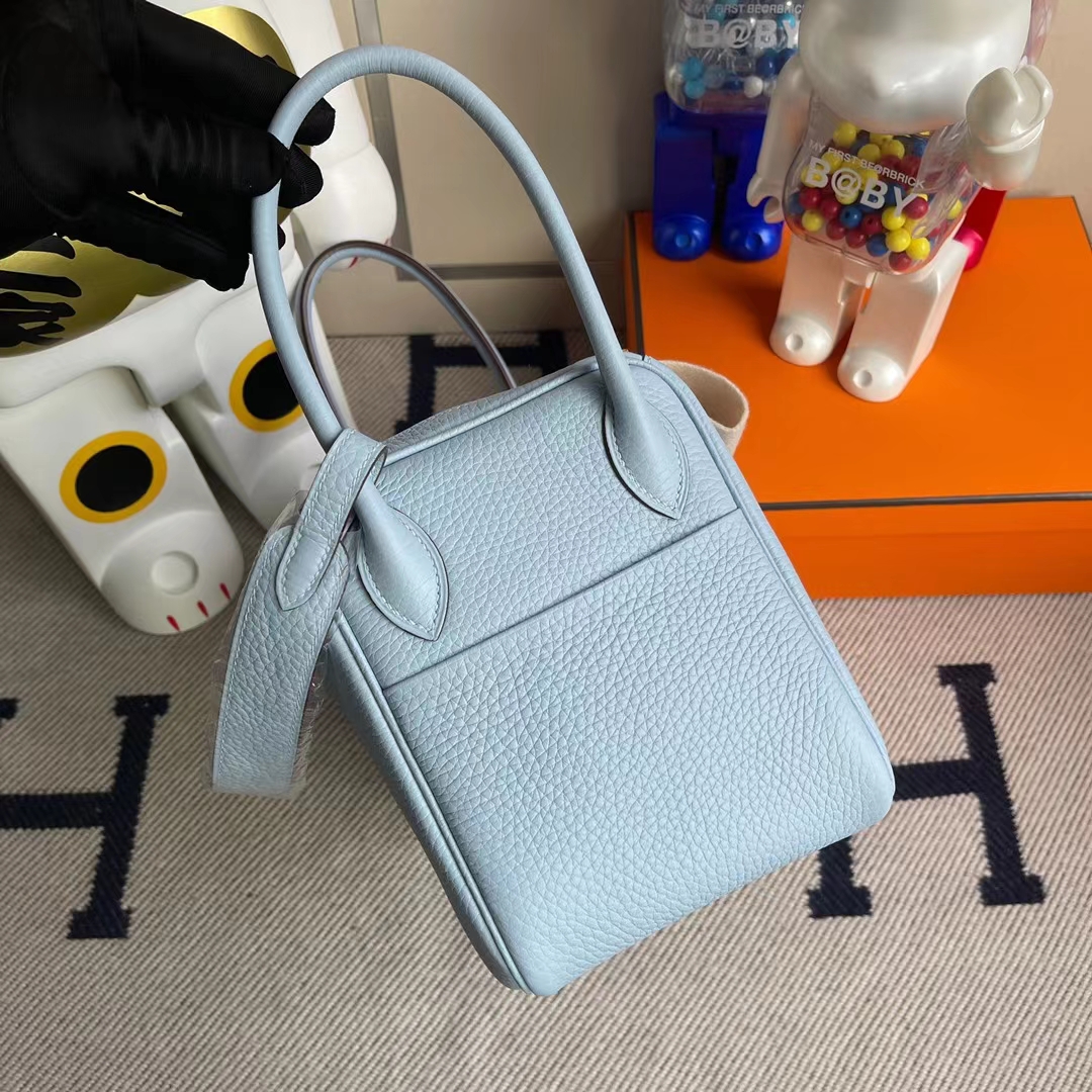 Hermès（爱马仕）Lindy 琳迪包 Clemence 婴儿蓝 顶级工艺 全手工缝制 金扣 26cm