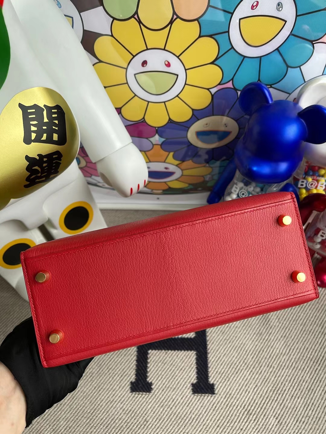 Hermès（爱马仕）Kelly 凯莉包 Chevre Q5 国旗红 Rouge Cassque 金扣 25cm