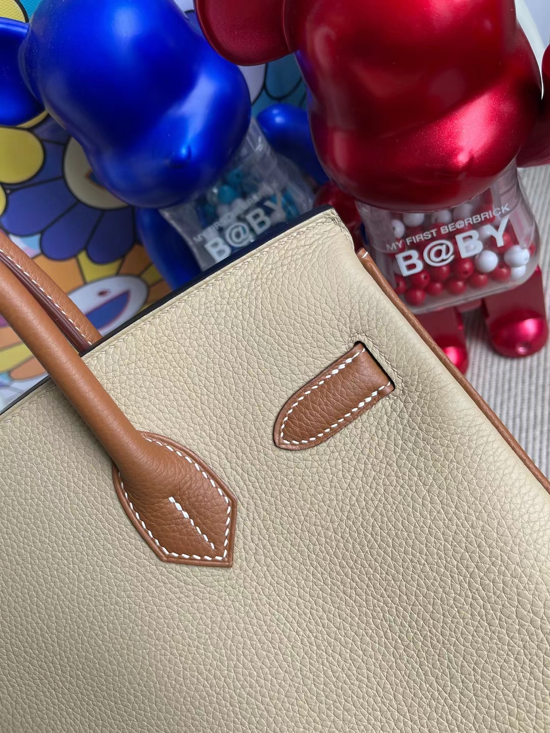 Hermès（爱马仕）Birkin 铂金包 Hss Togo S2 风衣灰 拼 Ck37 金棕色 金扣 定制 30cm