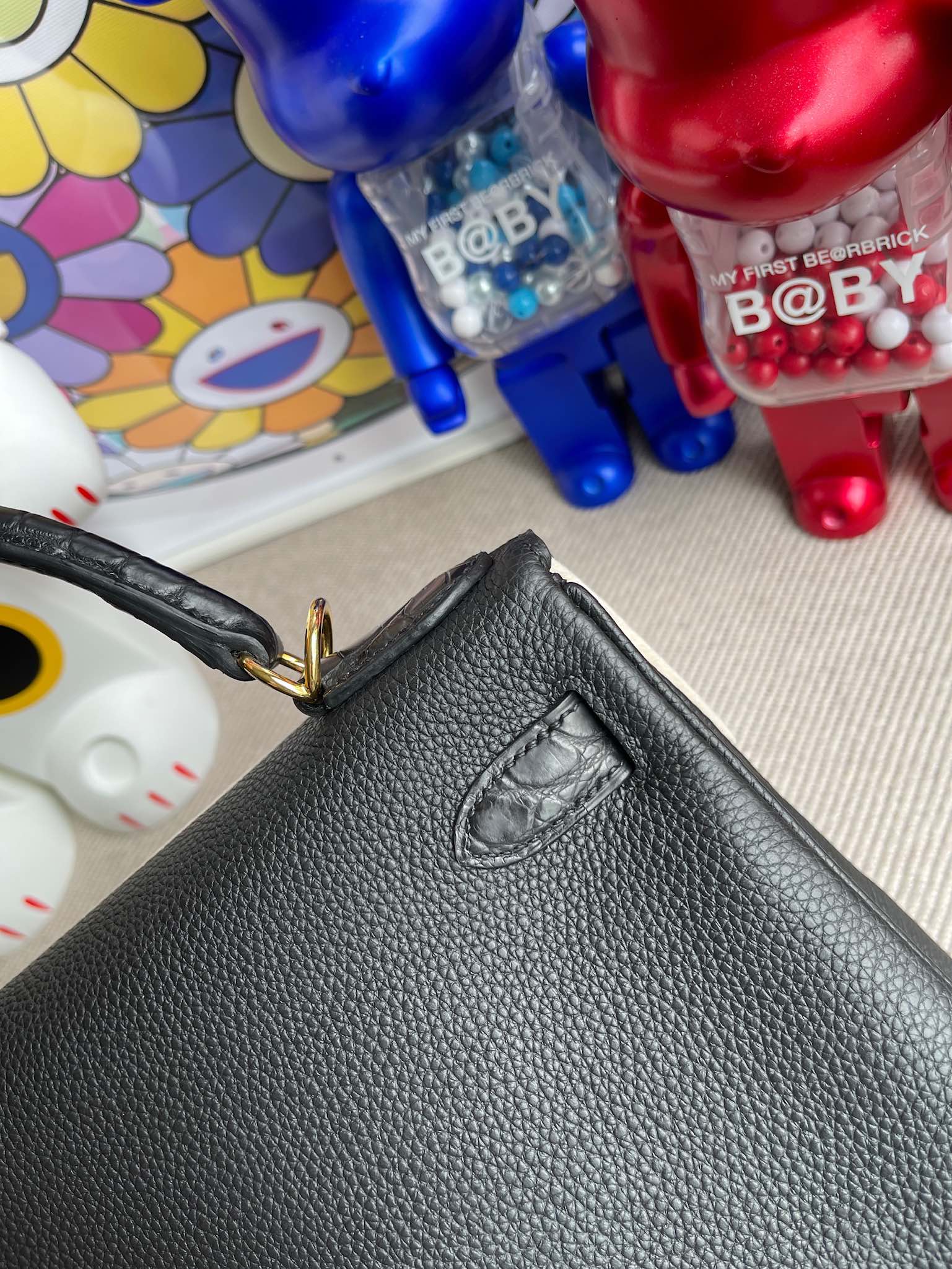 Hermès（爱马仕）Kelly Touch 凯莉包 ck89 黑色 雾面鳄鱼 金扣 28cm 顶级手缝 定制