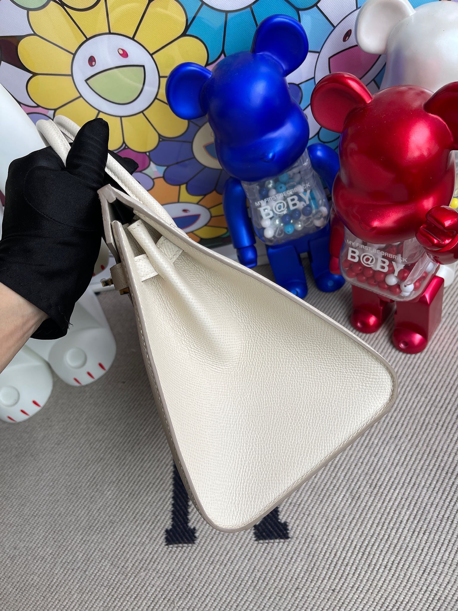 Hermès（爱马仕）Birkin 铂金包 Epsom 原厂掌纹皮 10 奶昔白 Craie 金扣 25cm 顶级手缝 定制