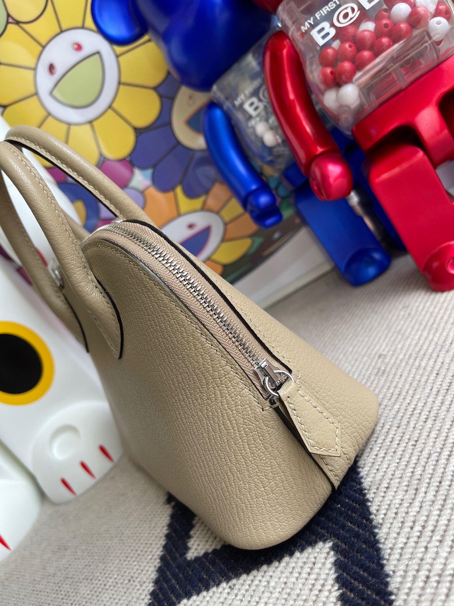 Hermès（爱马仕）Mini bolide Chevre 山羊皮 S2 风衣灰 trench 银扣 顶级手缝 定制
