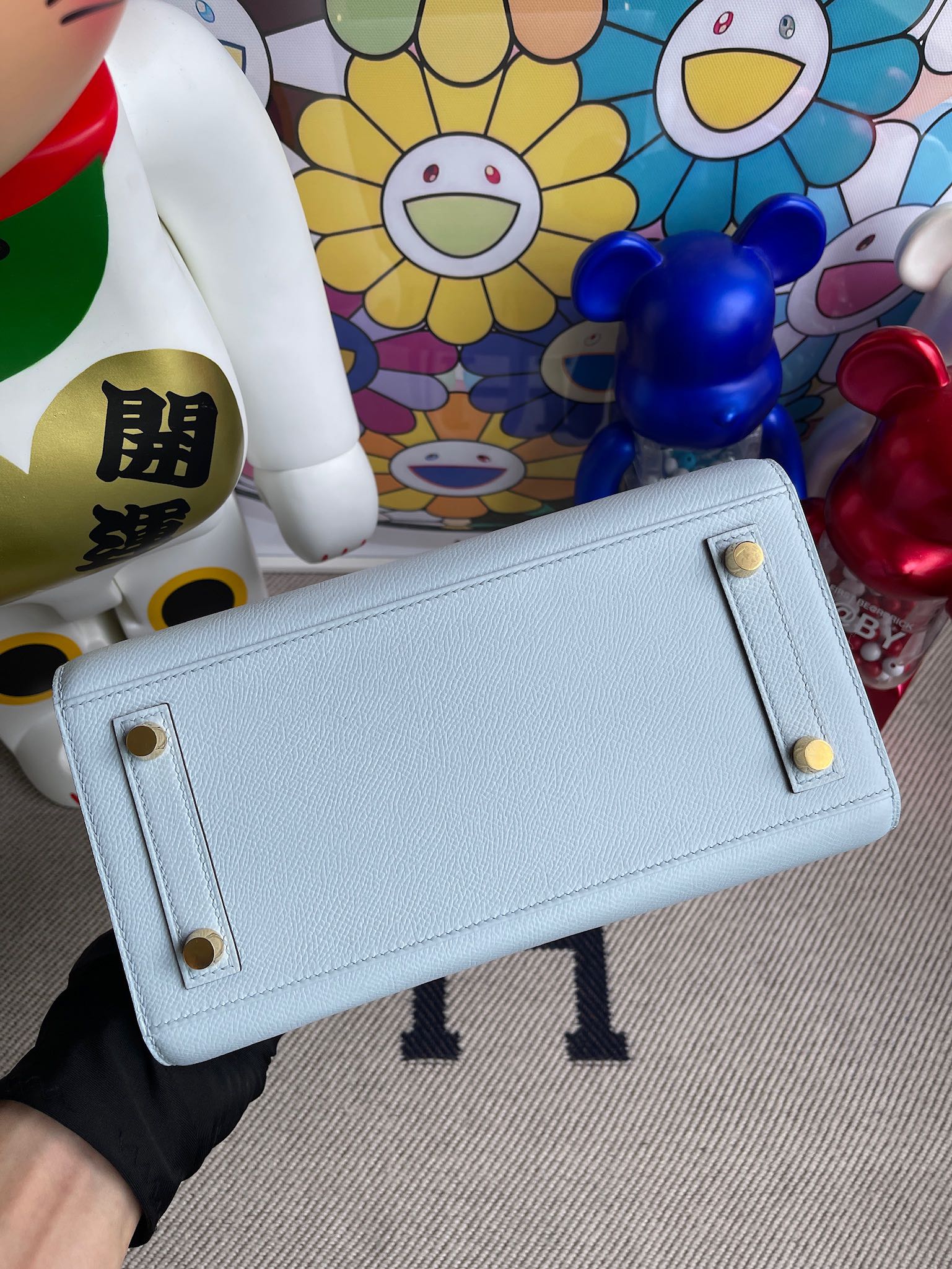 Hermès（爱马仕）Birkin 铂金包 Epsom 原厂掌纹皮 T0 雾蓝色 金扣 25cm 顶级手缝 定制
