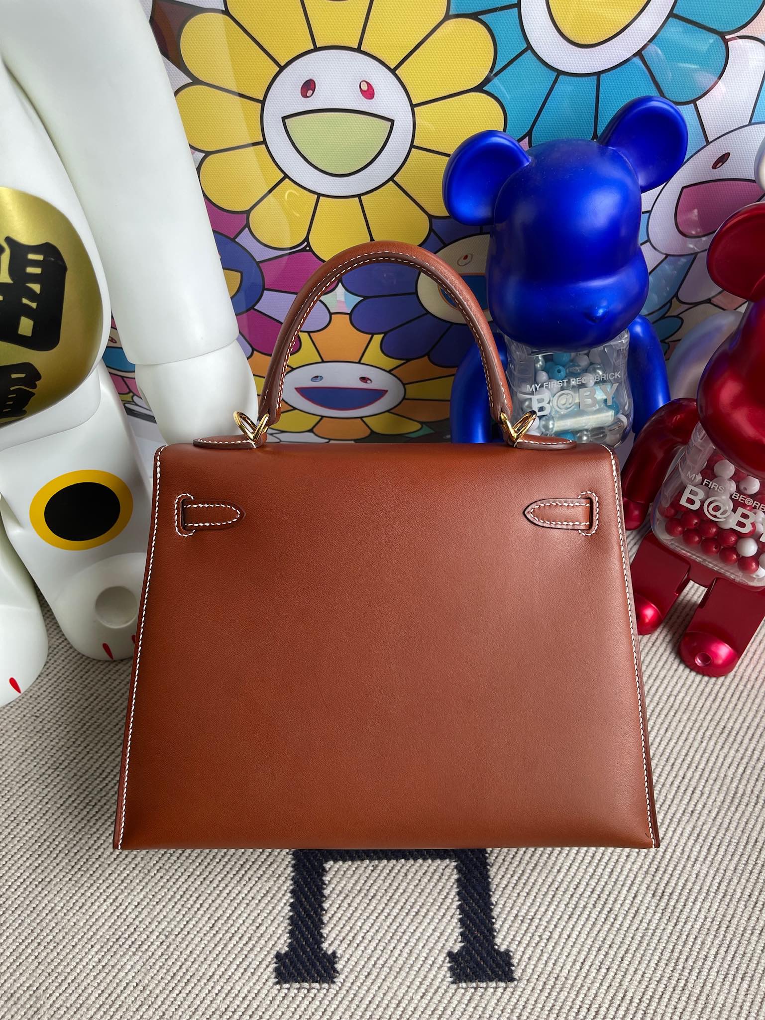 Hermès（爱马仕）Kelly 凯莉包 马鞍皮 金棕色 金扣 25cm 顶级手缝