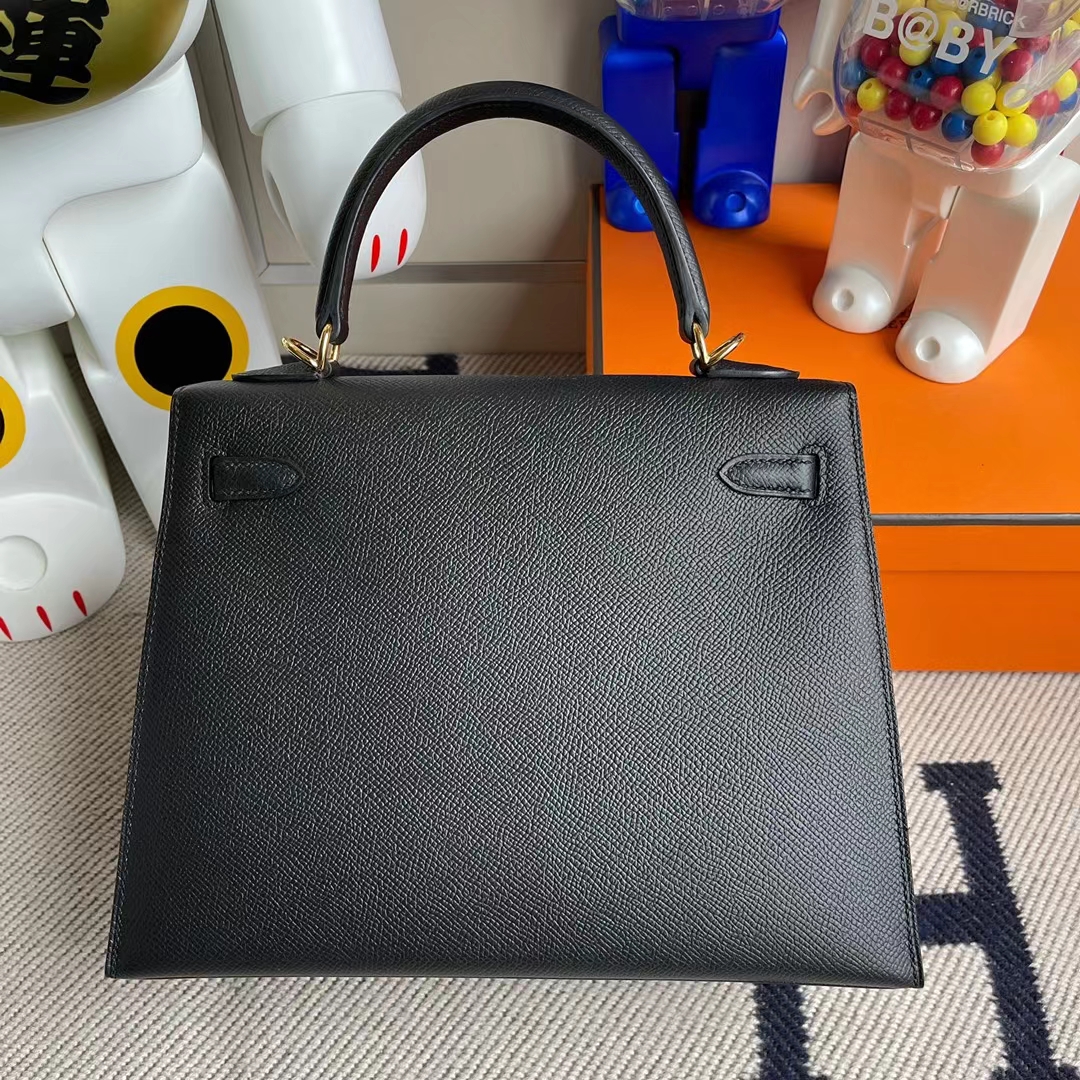 Hermès(爱马仕)Kelly 凯莉包 Epsom ck89 黑色 金扣 25cm-拉尔森鳄鱼皮具定制 - 爱马仕包包官网 Hermès(爱马仕)Kelly 凯莉包 Epsom ck89 黑色 金扣 25cm