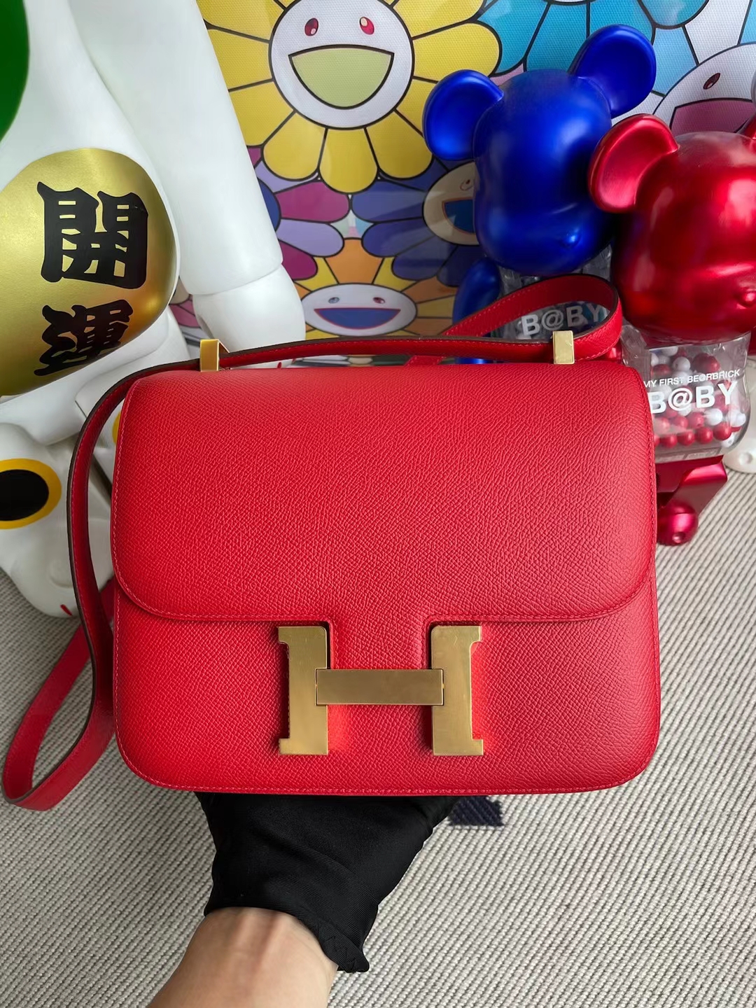 Hermès（爱马仕）Constance 空姐包 Epsom Q5 国旗红 金扣 24cm